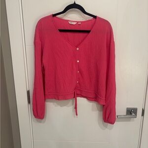 Reitmans Signature Pink Textured V-Neck Top